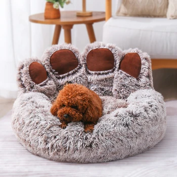 Новая Супер пушистая кровать для домашних животных для собак, домашний диван, Моющаяся длинная плюшевая уличная большая кровать для домашних кошек, принадлежности для животных, теплая зимняя Большая подушка