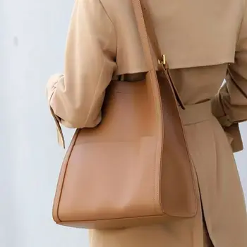 Новая женская сумка-тоут из натуральной кожи · Универсальная сумка через плечо большой емкости с развитым чувством вестернизации, маленькая и вместительная.