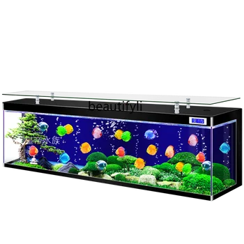 Новое Сверхбелое стекло Усовершенствованный шкаф для телевизора Встроенный аквариум для рыб в маленькой Гостиной Экологический Аквариум