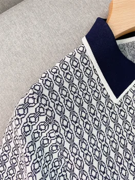 Новое женское весенне-летнее платье 2023 года, вязаный пуловер с отложным воротником на пуговицах и буквах, Офисные женские повседневные основы