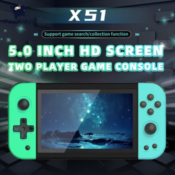 Новые Портативные Игровые Плееры POWKIDDY X51 с 5-дюймовым HD-экраном, Ретро-Игровая консоль, Дешевые Детские Подарки, Поддержка Игр Для двух игроков