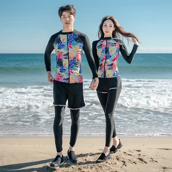 Новые мужские и женские водолазные костюмы, купальники для пар, комплект брюк с длинными рукавами, закрывающий живот, демонстрирует тонкие купальники для серфинга