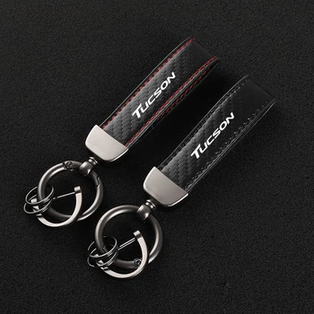 Новый брелок с эмблемой для стайлинга автомобилей из натуральной кожи, кольца для ключей Hyundai tuson с логотипом, автомобильные аксессуары