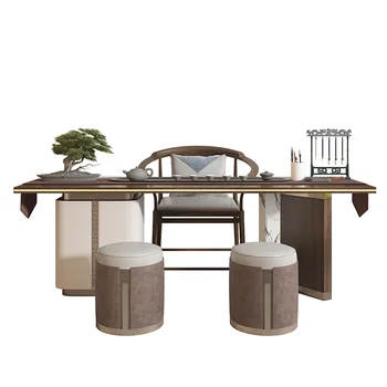 Новый стол-стул в китайском стиле, кофейный столик из ясеня цвета черного ореха, Офисный Бытовой Стол для заваривания чая