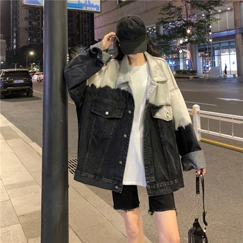 Новый тренд 2023, женская весенняя свободная куртка в корейско-американском стиле в стиле ретро, джинсовая куртка с градиентом, женский повседневный свободный топ Omnibus