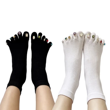 Носки для носков, хлопковые лоскутные носки с глубоким вырезом, Носки на пять пальцев со стразами, весенне-летние хлопковые женские носки F3MD