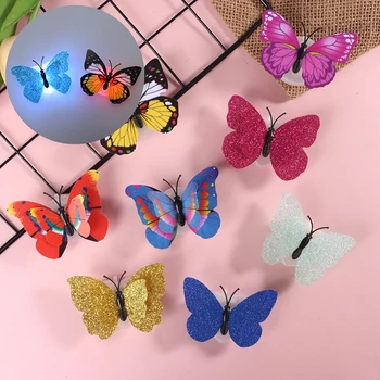 Ночники с бабочками, наклеиваемые 3D наклейки на стену с бабочками, лампы 1/5 шт., украшение для дома, сделай сам, освещение для наклейки на стену в гостиной