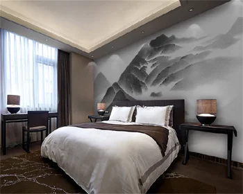 Обои Papel de parede на заказ новая китайская абстрактная пейзажная живопись тушью от руки фон спальни настенная роспись горы