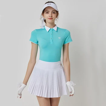 Одежда для гольфа BLKTEE, женская рубашка с короткими рукавами, летняя быстросохнущая дышащая футболка, джерси, юбка с высокой талией, короткие шорты