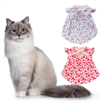 Одежда для домашних животных с цветочным рисунком на рукавах, приятная для кожи, не раздражающая машинную стирку, демонстрирующая уникальный шарм хлопчатобумажная одежда для кошек и собак Pet S