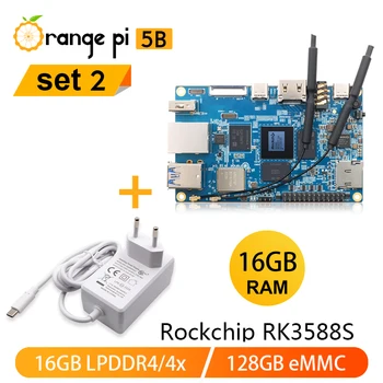 Оранжевый Pi 5B 16 ГБ 256 ГБ + Блок питания RK3588S Двухдиапазонный Бортовой WIFI + BT Гигабитный Порт Локальной сети Мини-ПК Одноплатный Компьютерный Комплект