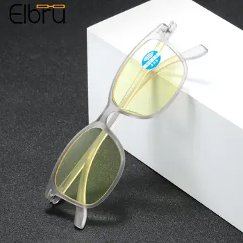 Очки Elbru с голубым освещением Матовая HD Прозрачная Оправа для очков ночного видения Для женщин и мужчин Smart Zoom Компьютерные очки для чтения Goggle