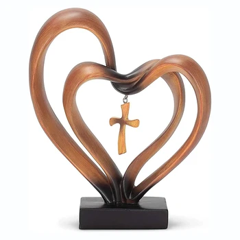 Пасхальные украшения с крестом в виде переплетенных сердец Иисуса с 2 соединенными сердцами, украшения с крестом Иисуса для христианского стола