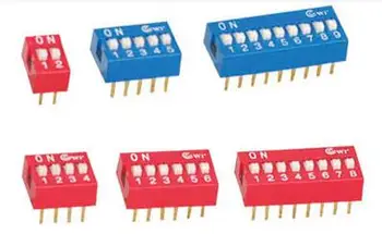 Переключатели 2p, 3P, 4P, 5P, 6P, 7P, 8P, 9P, 10P DIP-переключатели с шагом 2,54 мм, красные, синие