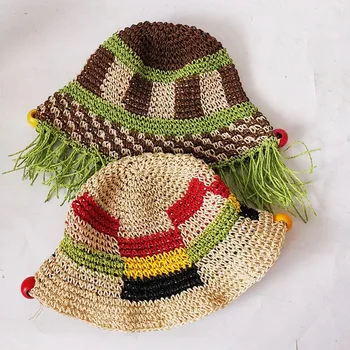Плетеная соломенная шляпа ручной работы для взрослых с зонтиком для пляжного отдыха на открытом воздухе Особенности шляпы в праздничном стиле Дышащая Соломенная шляпа