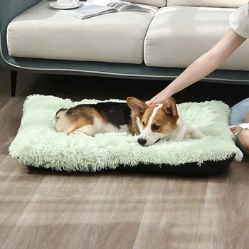 Плюшевый прямоугольный коврик для домашних животных, легкий Зимний теплый коврик для домашних животных в помещении и на улице