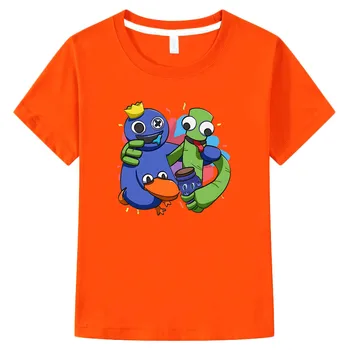 Повседневные футболки с аниме Rainbow Friends Harajuku, Милая футболка с мангой, 100% Хлопок, Футболка Funko Pop, Футболка с крупным принтом для мальчиков /девочек