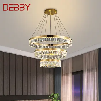 Подвесной светильник DEBBY Modern Crystal, креативная роскошная светодиодная люстра с круглыми кольцами, домашний декор для гостиной-столовой