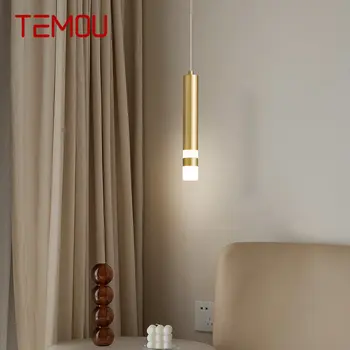 Подвесной светильник TEMOU Contemporary Simply Brass LED, Элегантные декоративные потолочные светильники из меди для домашнего кабинета, спальни