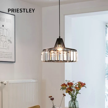 Подвесной светильник в скандинавском стиле для кухни, островной столовой, круглая современная железная люстра, светильники из черного стекла E27