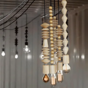 Подвесной светильник из светодиодного искусства Nordic Creative Wood Lamp Кухонные приспособления Подвесная Домашняя столовая Подвесная серебряная люстра новая