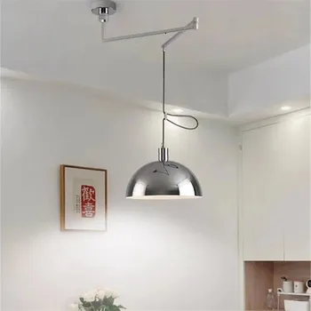 Подвесной светильник с поворотным рычагом Nordic Регулируемая поворотная длинная серебряная лампа для гостиной, кабинета, Подвижного обеденного стола, подвесного светильника