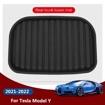 Полное покрытие Ковриков заднего багажника для автомобиля Tesla 2021-2022 Модели Y, Задний Ящик для хранения Багажника, Нижняя накладка, Отделка, Аксессуары для украшения