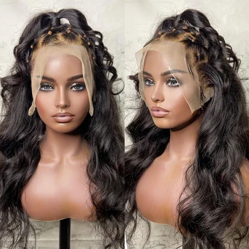 Полностью кружевные парики для чернокожих женщин, объемная волна, бесклеевой парик с фронтальной частью шнурка 13x4, Бразильские волосы Remy, 30-дюймовый HD Прозрачный Человеческий волос