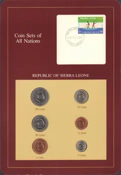Полный набор из 6 монет Сьерра-Леоне, 1980 - 1984 Франклин, запечатанный штампами