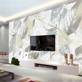 Пользовательские 3D фотообои Листья растений в скандинавском стиле Современная Геометрическая настенная роспись спальни Гостиной для дивана на фоне телевизора