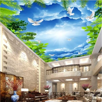 Пользовательские обои 3d ultimate fantasy листья небо облака зенит потолочная фреска фон настенная роспись papel de parede