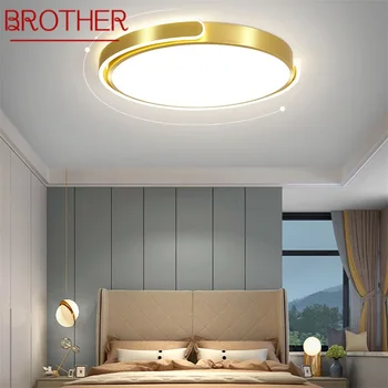 Потолочный светильник BROTHER Nordic Современные золотые круглые светильники Простые светильники на светодиодах для гостиной спальни
