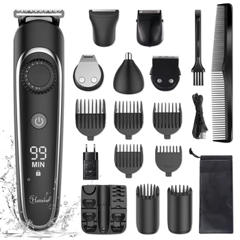 Профессиональная машинка для стрижки волос HATTEKER 5 в 1 для мужчин Перезаряжаемая Электрическая бритва Регулируемый Прецизионный Триммер