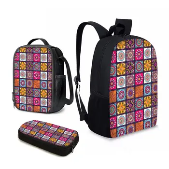 Прочный рюкзак YIKELUO Boho Mandala, красочная атласная модная водонепроницаемая дорожная сумка в стиле пэчворк с застежкой-молнией, Casaul Backpack