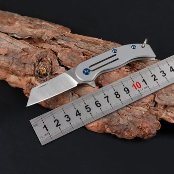 Прямая поставка D2 Брелок с титановой ручкой из дамасской стали Mini EDC Портативный складной карманный нож для выживания в кемпинге