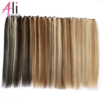 Прямые светлые человеческие волосы, Плетение из Бразильских прядей Remy, наращивание уток из человеческих волос 18-28 