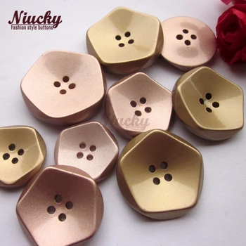 Пуговицы Niucky 21 мм - 30 мм Розовые / золотые с 4 отверстиями, модные пуговицы для пальто bontique для женщин / мужчин, пуговицы для шитья оптом R0201-056