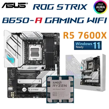 Разъем AM5 ASUS ROG STRIX B650-A GAMING WIFI + Процессор AMD Ryzen 5 7600X R5 7600X Материнская плата AMD B650 DDR5 PCIe 4.0 ATX Placa-mãe