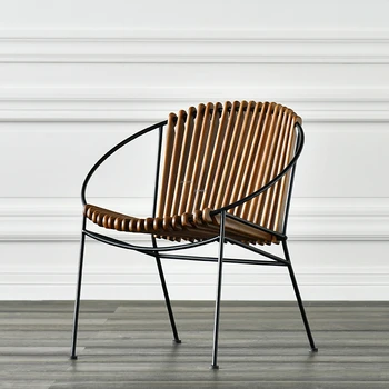 Ретро Стулья для гостиной Из массива дерева, Кованое Железо, Обеденный стул, стул для отдыха, Минималистичный дизайн, Барный Кофейный диван, Табурет