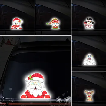 Рождественские наклейки на окна, светоотражающие наклейки для дома, автомобиля, наклейка на бампер 