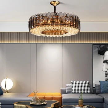 Роскошная хрустальная люстра для гостиной, роскошный домашний декор, современная хрустальная лампа, столовая, спальня, золотой светодиодный светильник