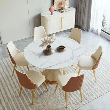 Роскошный Круглый Кухонный стол из камня, Современный Простой Бытовой Мраморный Обеденный стол и стул, Горячая распродажа Кухонной мебели Mesas GY50CZ