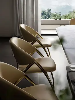 Роскошный обеденный стул для дома, современный простой ресторан на вилле, высокое качество, чистое красное кресло, маленький семейный дизайнер