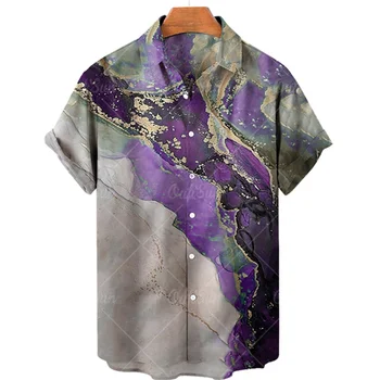 Рубашка унисекс 2023, Крутая абстрактная визуализация, Гавайские рубашки с 3D-принтом, ретро Мужская рубашка, Повседневный дышащий топ с коротким рукавом