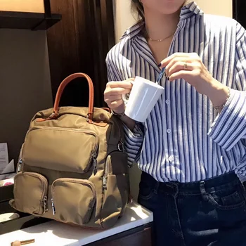Рюкзак в корейском стиле из высококачественной нейлоновой ткани С несколькими карманами, универсальная модная сумка для путешествий, повседневная сумка-мессенджер двойного назначения через плечо