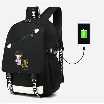 Рюкзак для катания на коньках Yuzuru Hanyu Yuri с USB-портом, дорожная школьная сумка, USB-модная повседневная сумка для ноутбука для подростков.