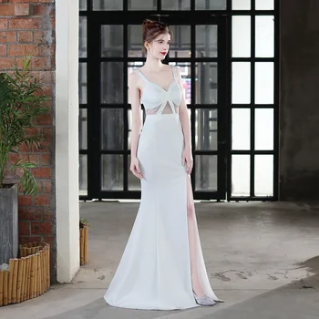Свадебное платье с длинным ремешком для невесты, приталенное платье с рыбьим хвостом, свадебная модель платья