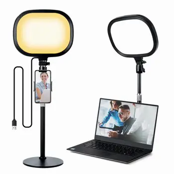 Светодиодная квадратная кольцевая лампа с кронштейном для прямой трансляции, заполняющая лампа для видеоконференций для фотосъемки селфи
