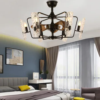 Светодиодный потолочный вентилятор, подвесной светильник, художественная люстра, Новая бесшумная столовая в китайском стиле, спальня в стиле ретро, встроенная бытовая техника