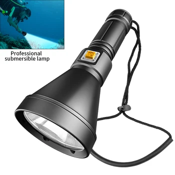 Светодиодный фонарик для дайвинга XHP90 100000lm D170 из алюминиевого сплава с нажимным магнитным переключателем Факел 2000LM Водонепроницаемый подводный светильник